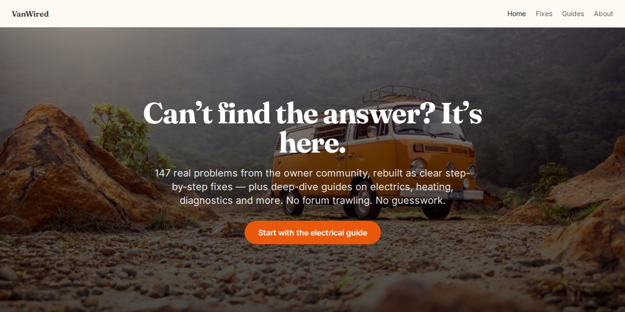 VanWired website built with Natterio
