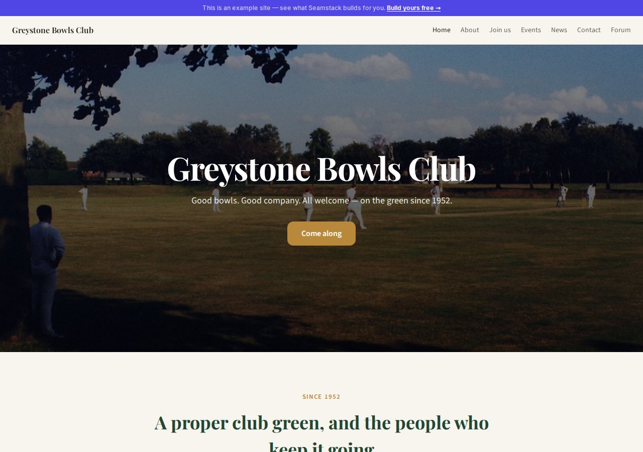 Greystone Bowls Club — built with Natterio